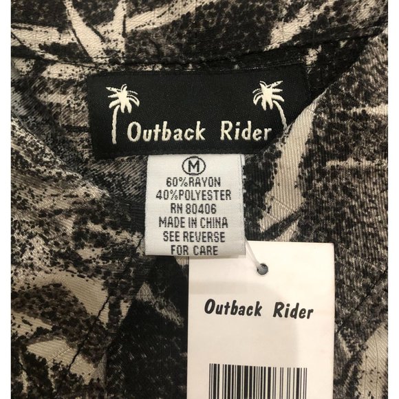 Outback Rider Mens Medium Black & White Hawaiian Button Up Shirt New - Picture 3 of 6